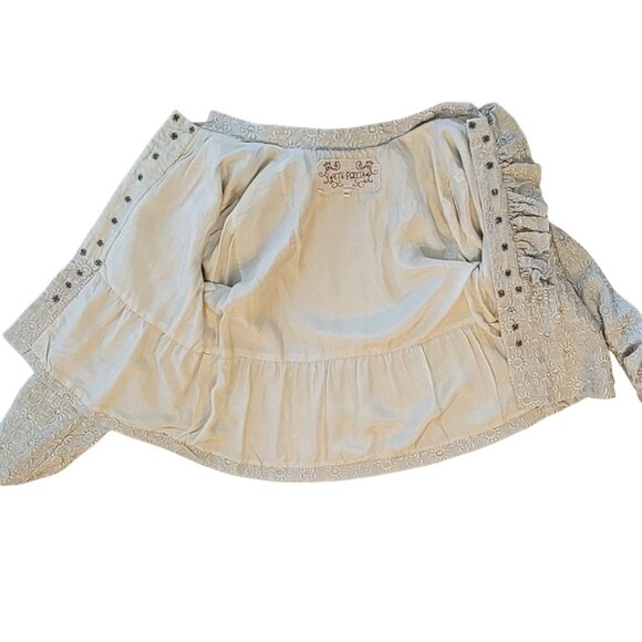 Pete & Greta by Johnny Was VTG 100% Silk Embroidered Peplum Lined Gold Jacket - Picture 12 of 16